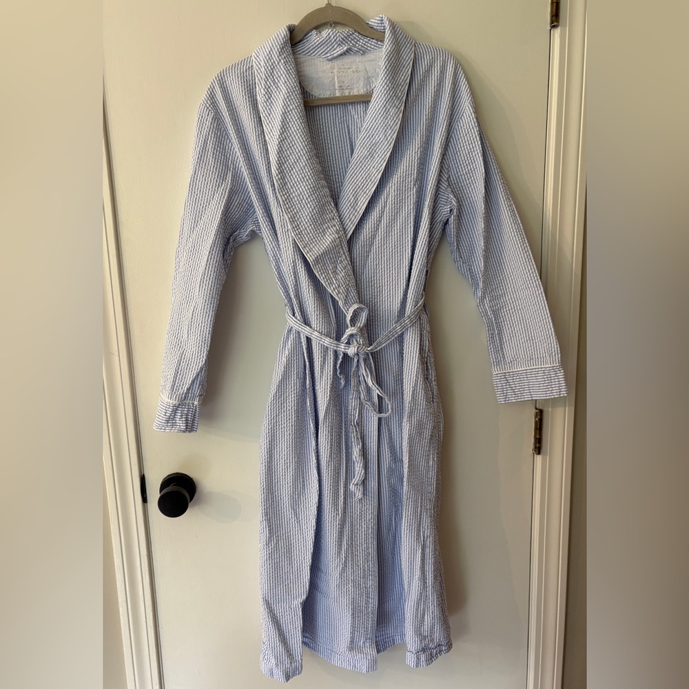 Cotton Seersucker Bathrobe for Summer